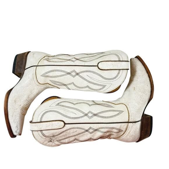 Idyllwind Colt Crackled White Leather Snip Toe Western Cowgirl Boot Size 8 - Picture 9 of 12